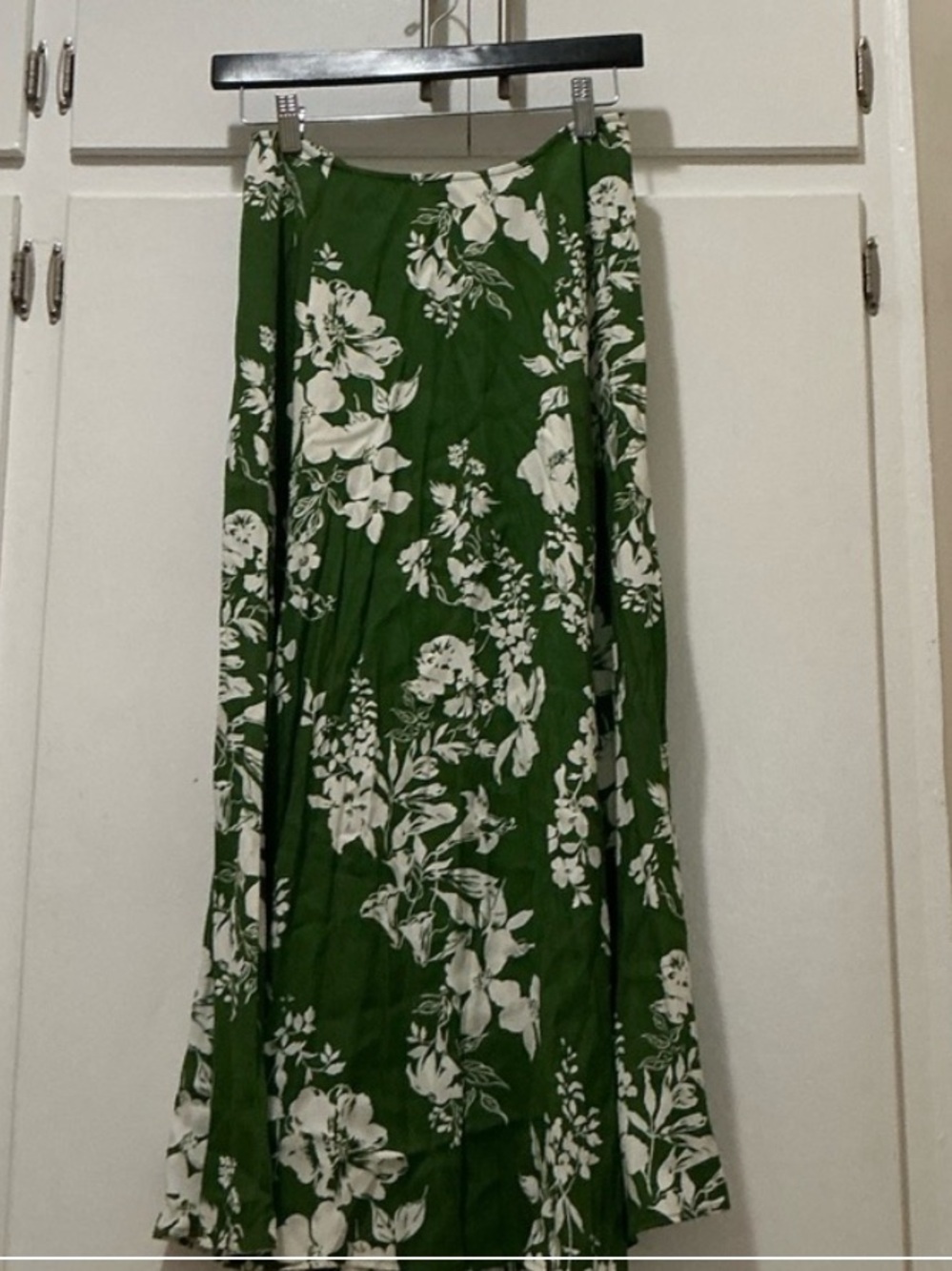 Reformation Green Floral Maxi Skirt
